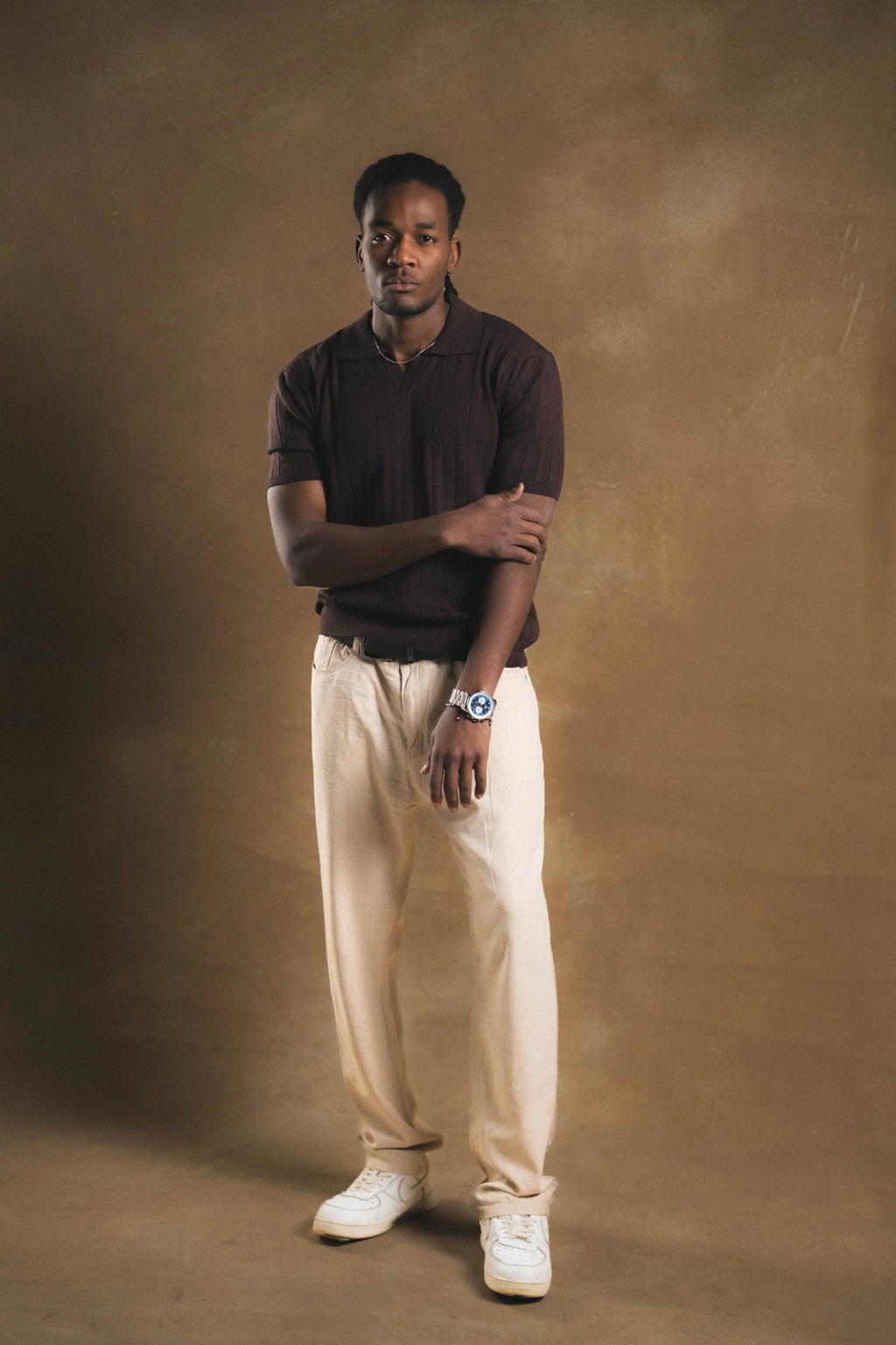 Knitted Brown Polo Shirt
