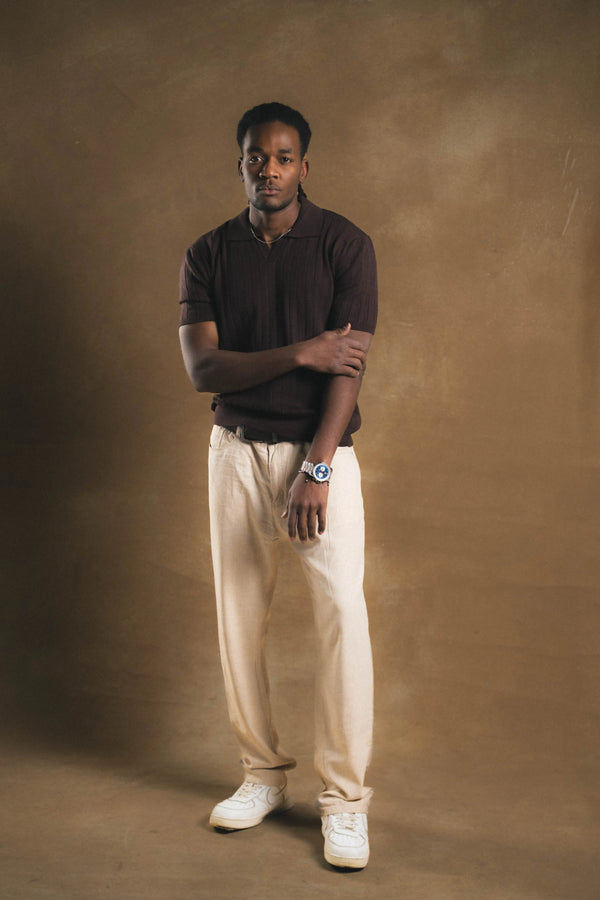 Knitted Dark Brown Polo Shirt