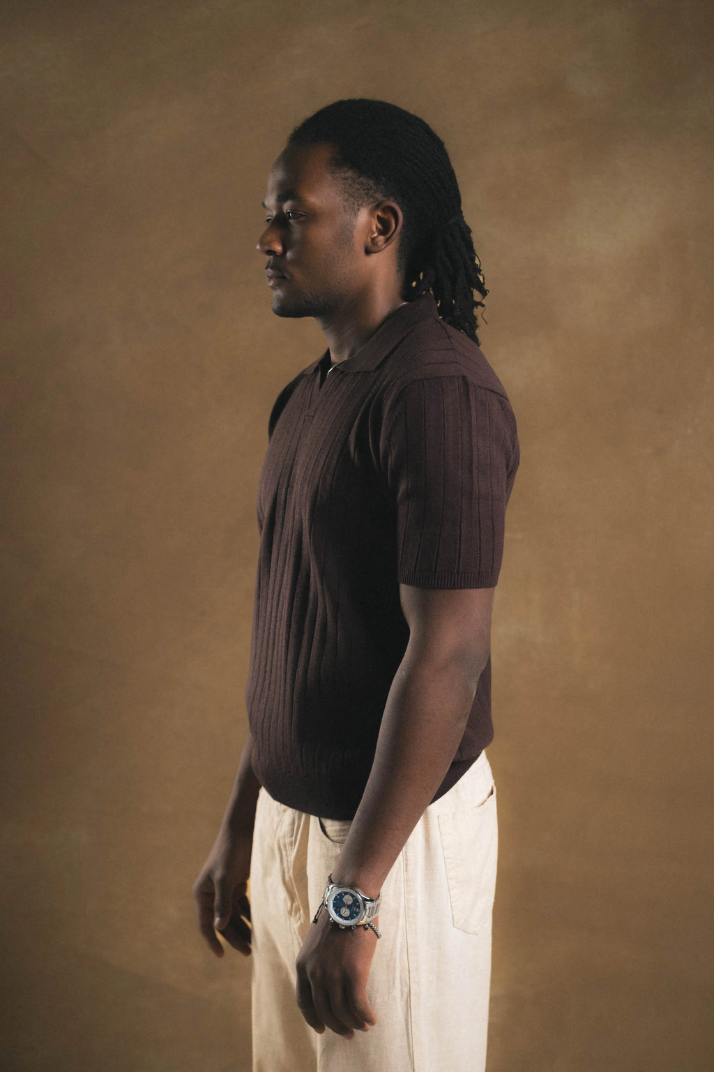 Knitted Brown Polo Shirt