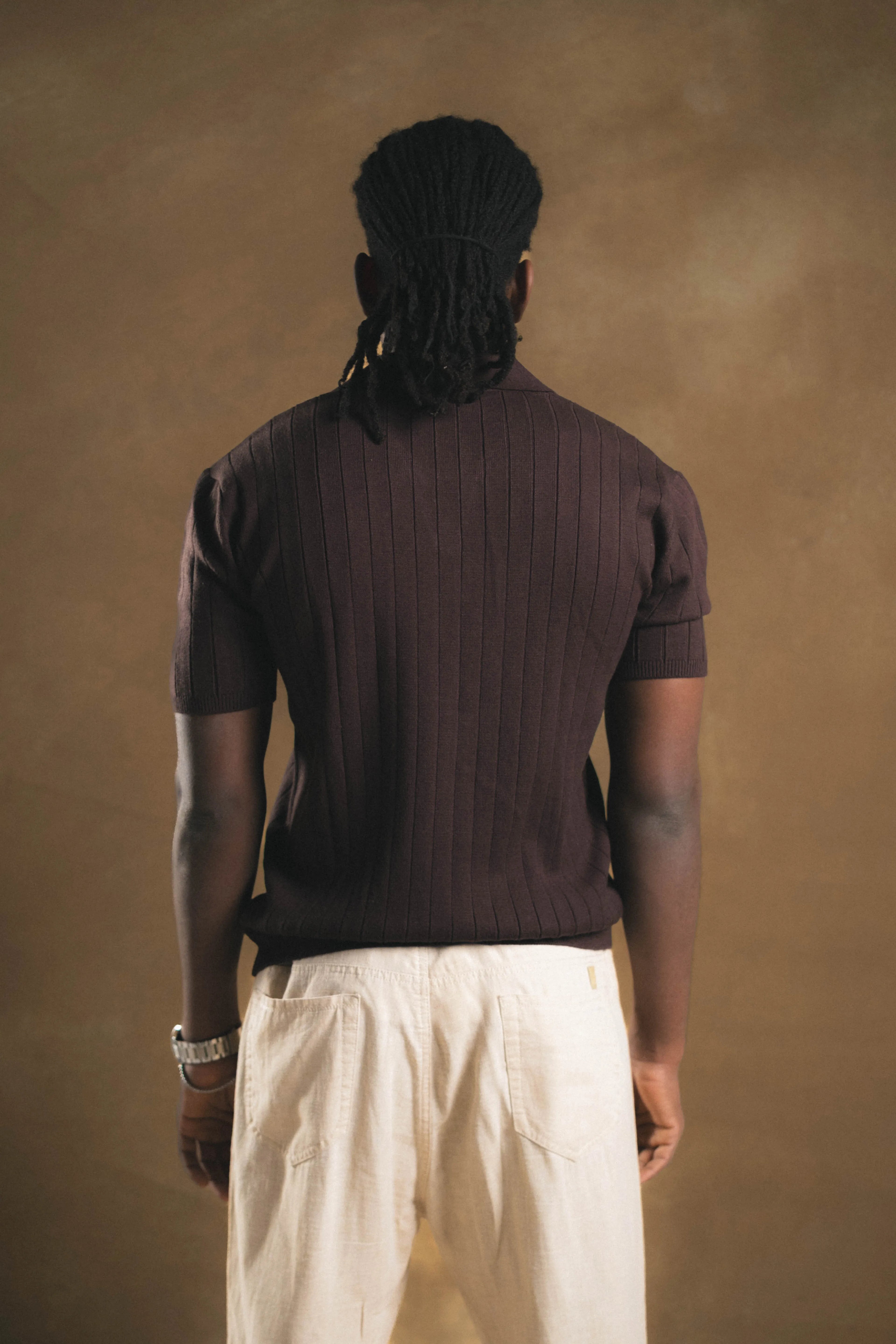 Knitted Brown Polo Shirt