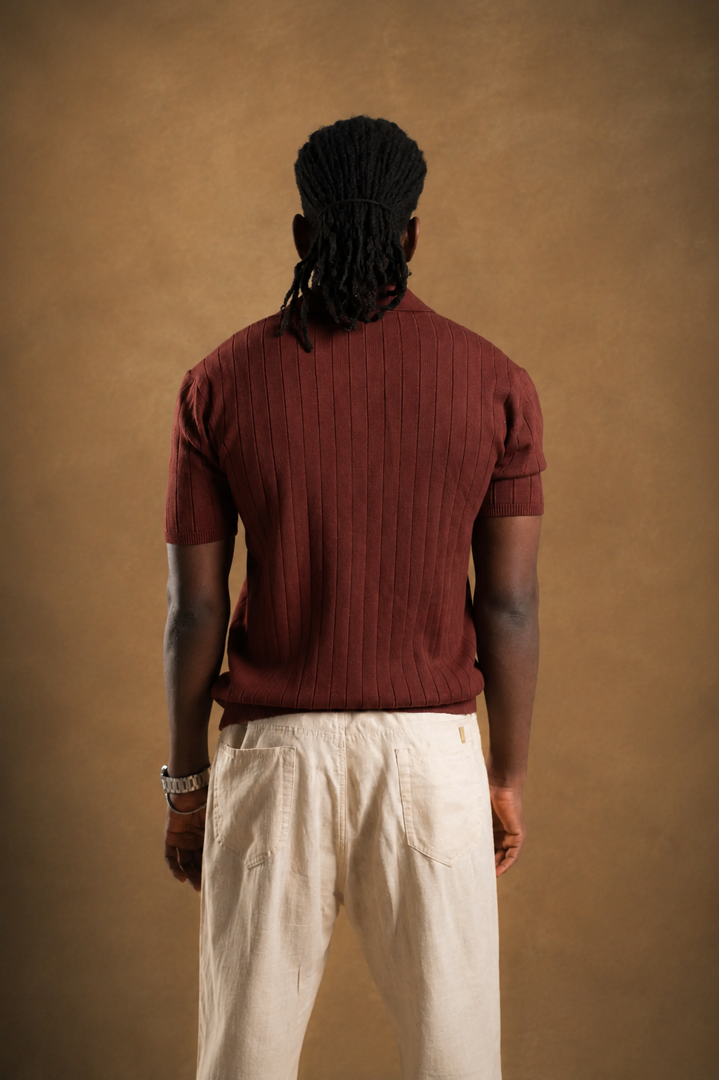 Knitted Light Brown Polo Shirt