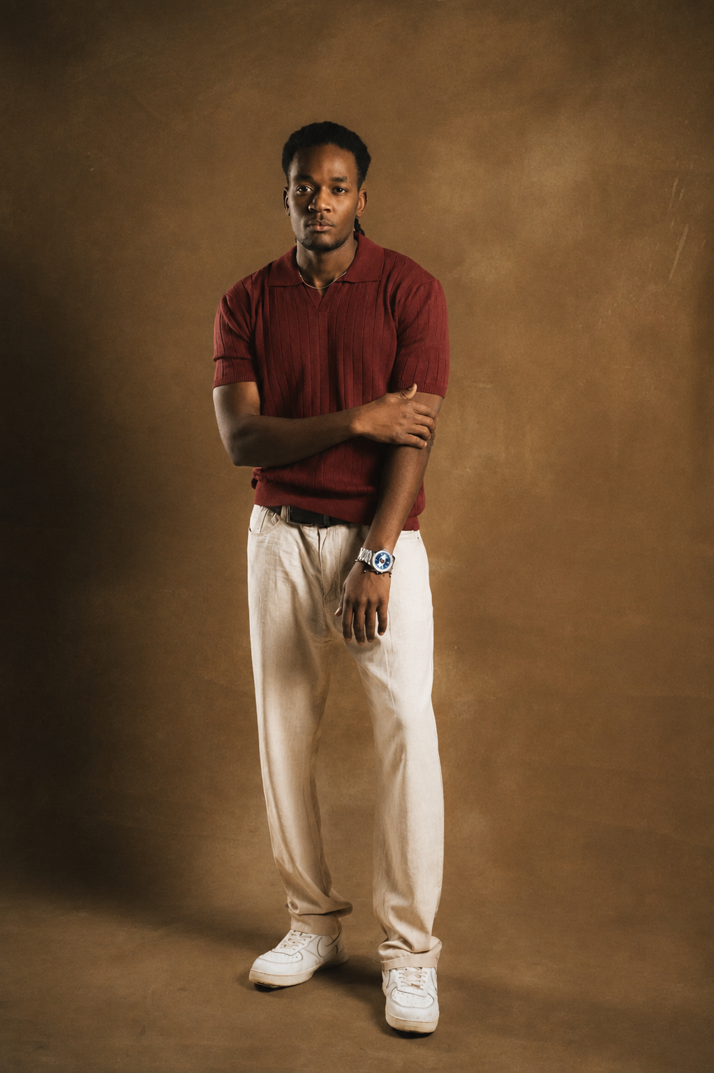 Knitted Light Brown Polo Shirt