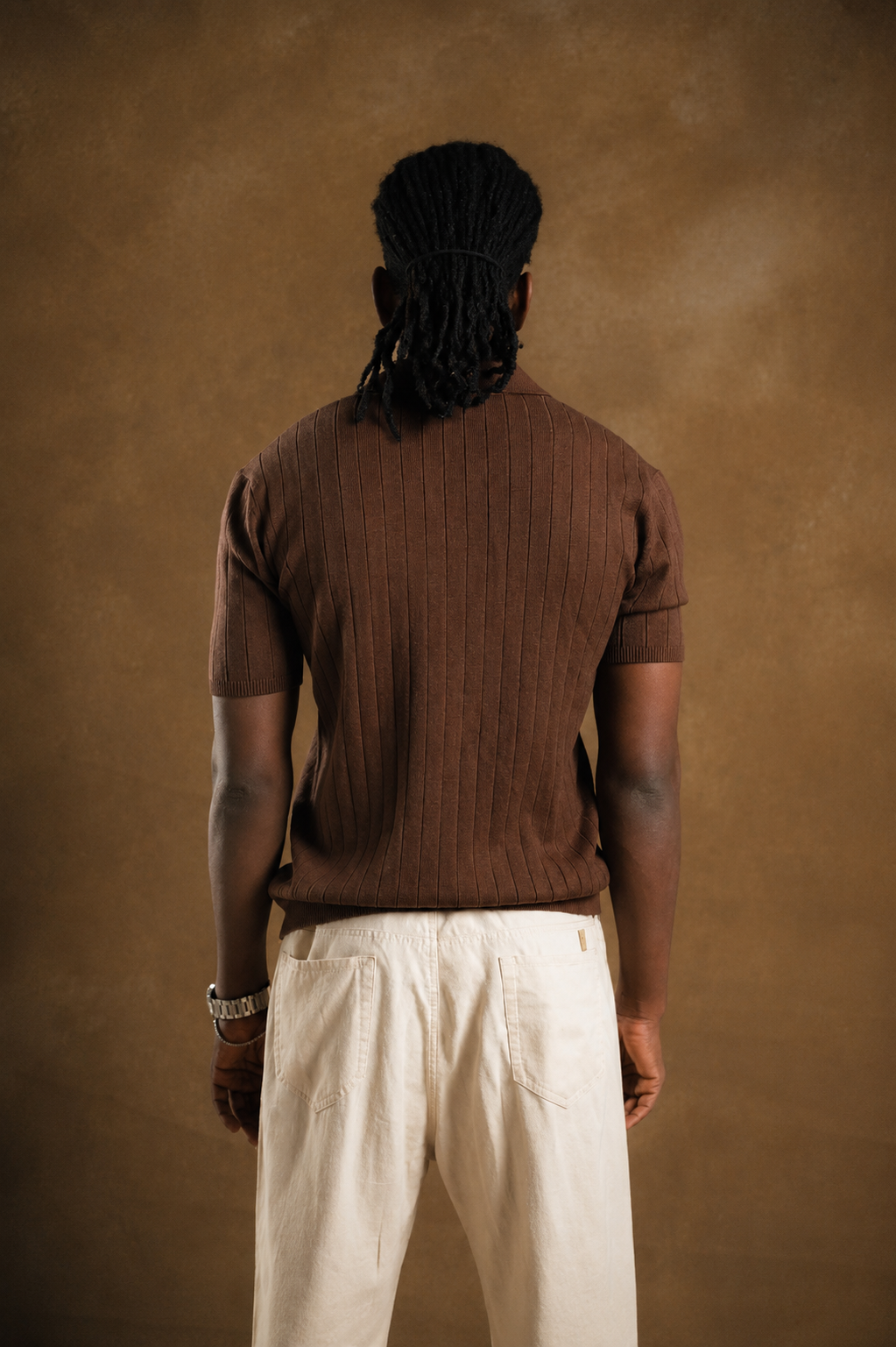 Knitted Light Brown Polo Shirt