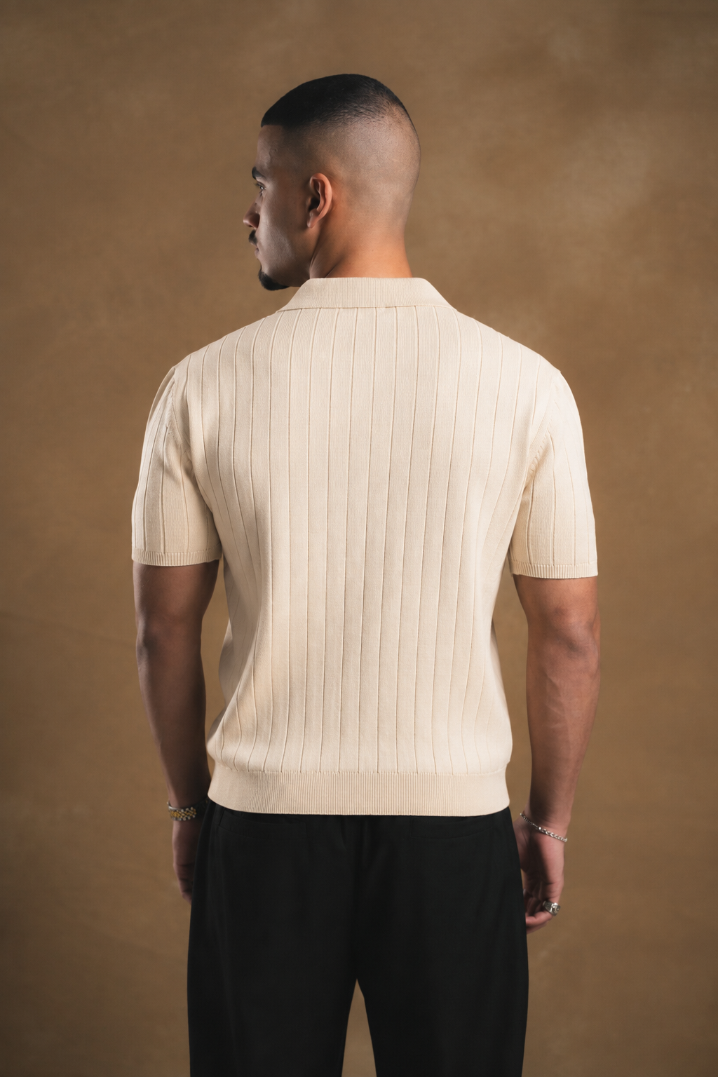 Knitted Creme Polo Shirt