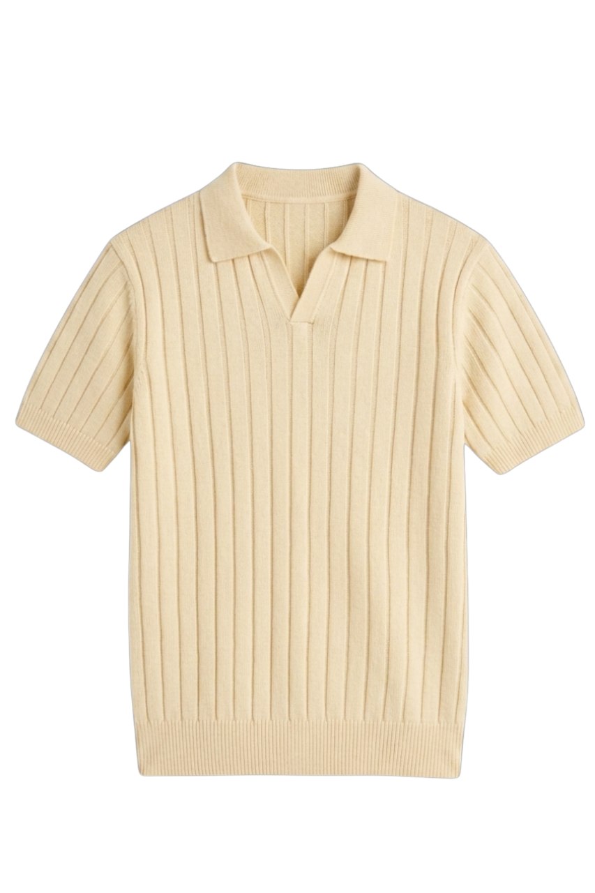 Knitted Creme Polo Shirt