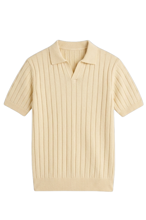 Knitted Creme Polo Shirt