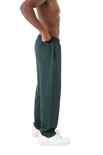 Unisex Dark Green Relaxed Fit Sweatpants