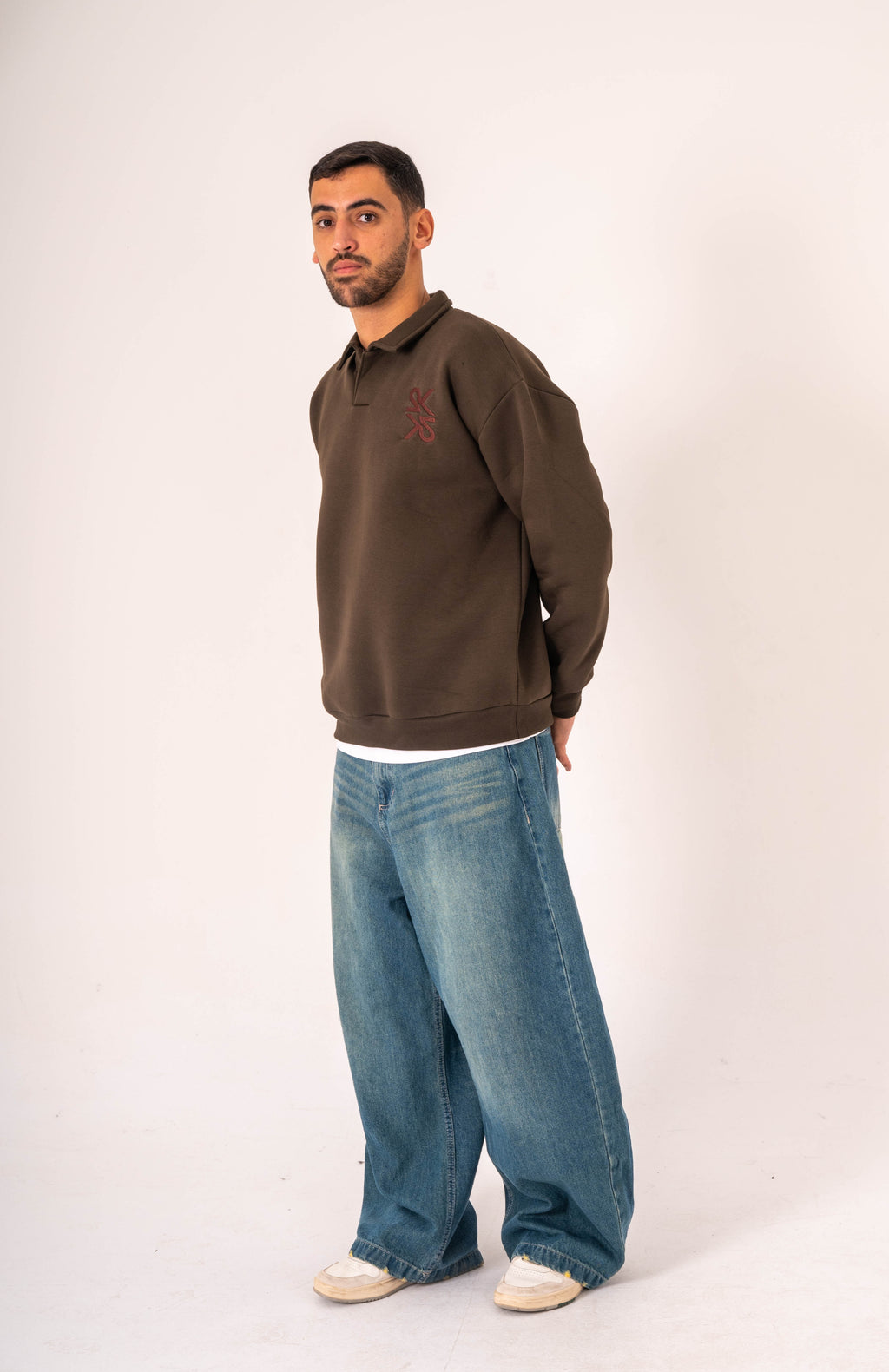 Unisex Brown Polo Sweater