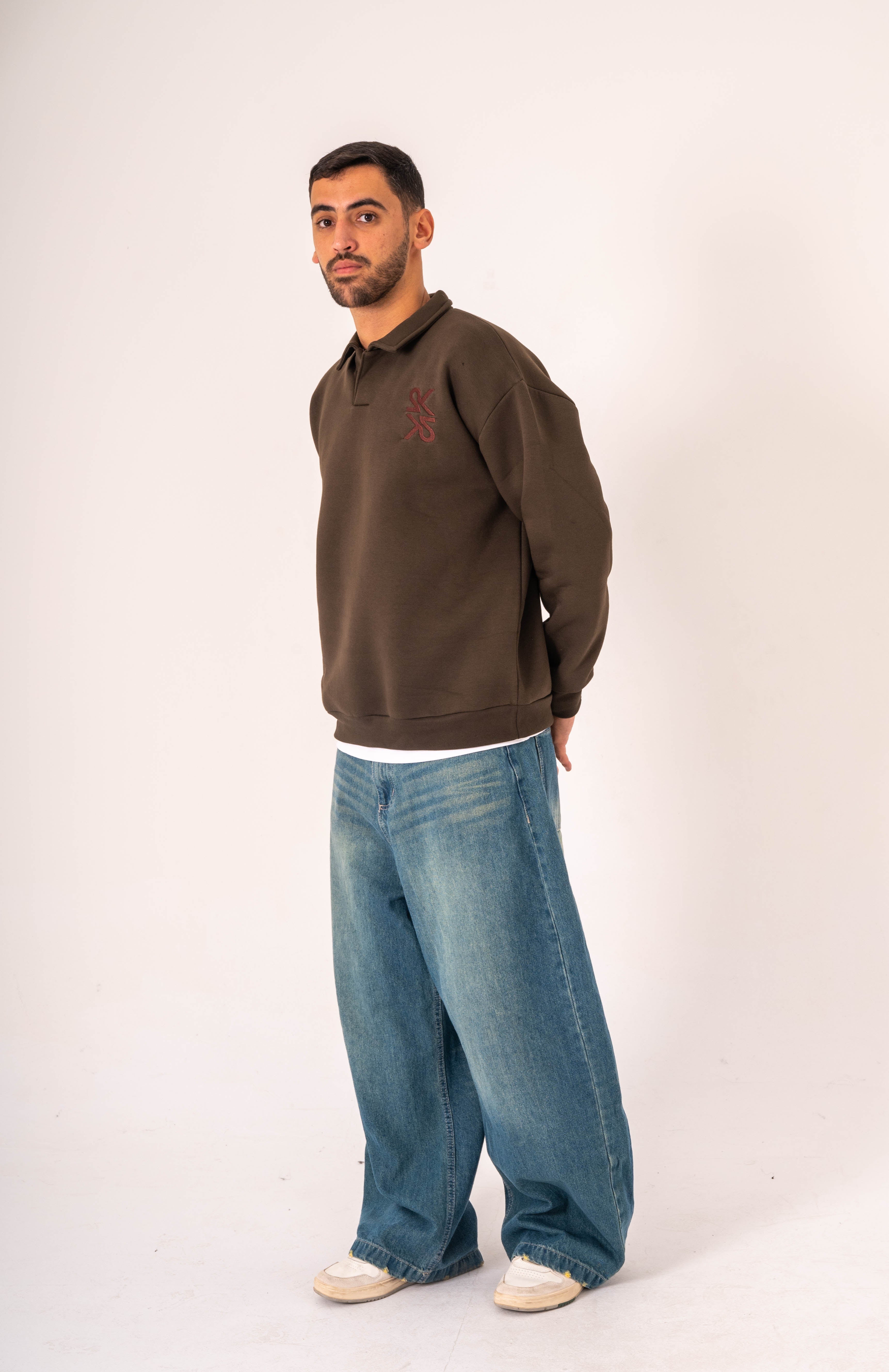 Unisex Brown Polo Sweater