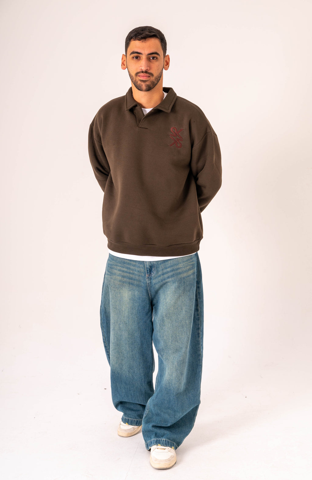 Unisex Brown Polo Sweater