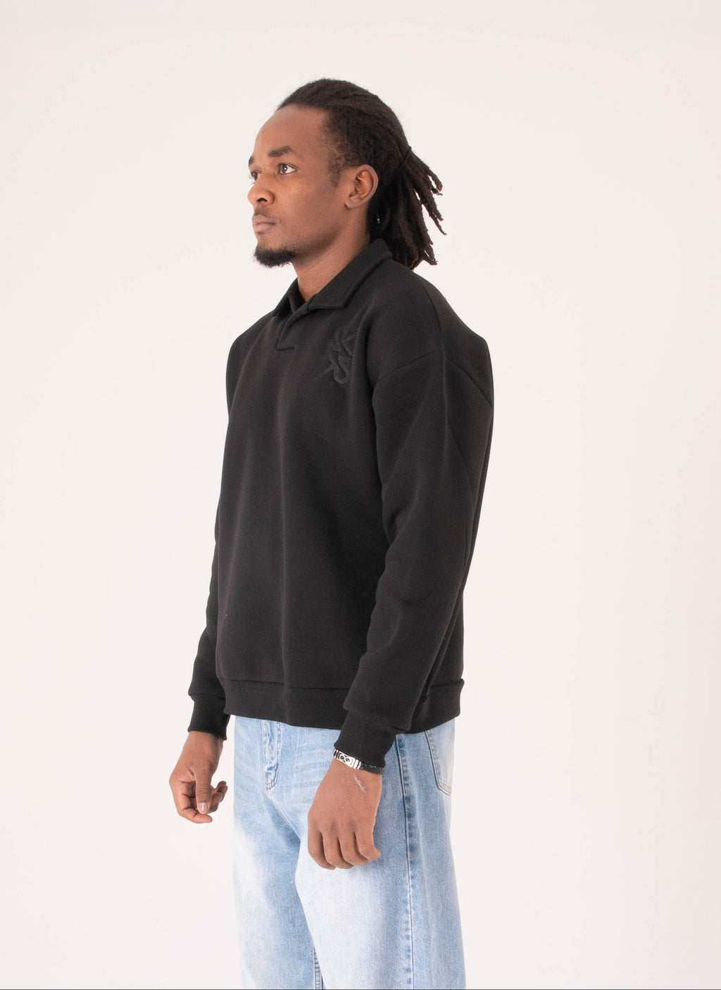 Unisex Black Polo Sweater