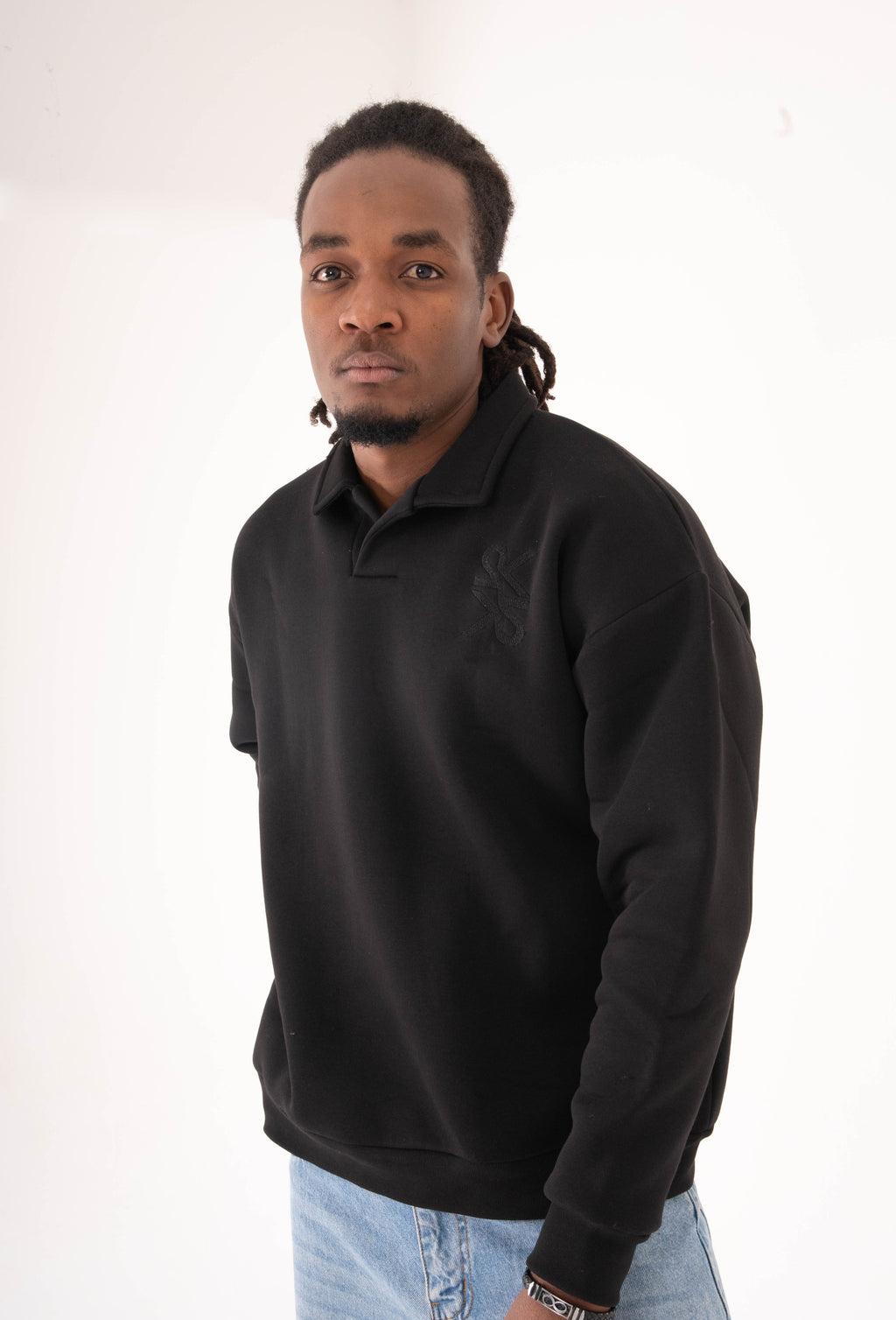 Unisex Black Polo Sweater