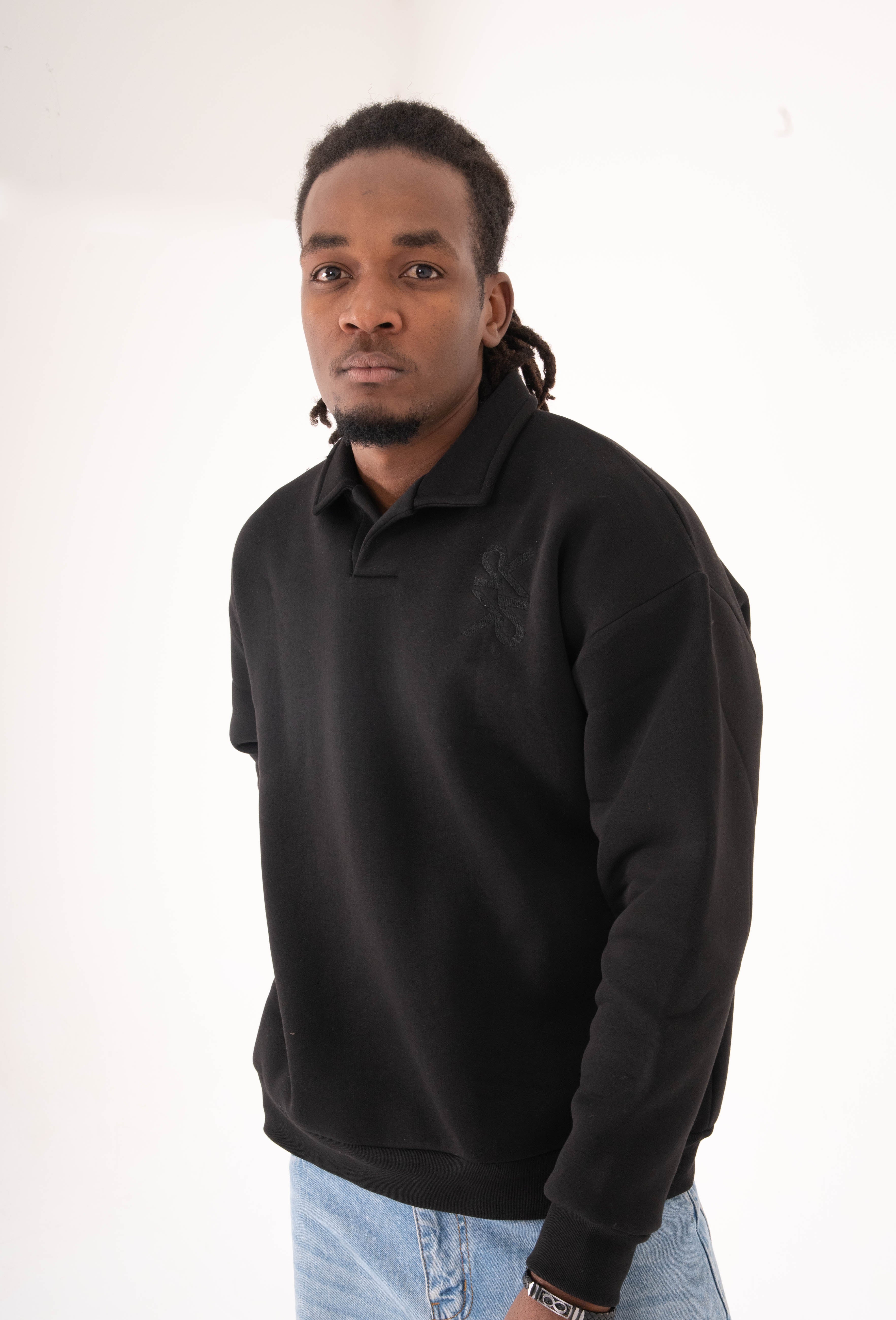 Unisex Black Polo Sweater