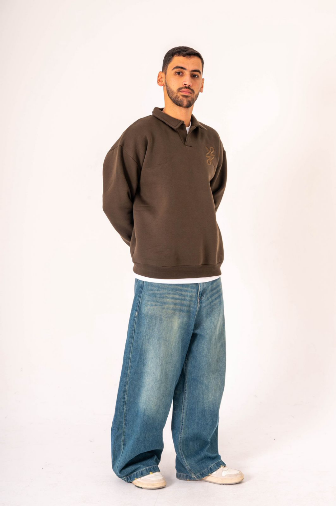 Unisex Brown Polo Sweater