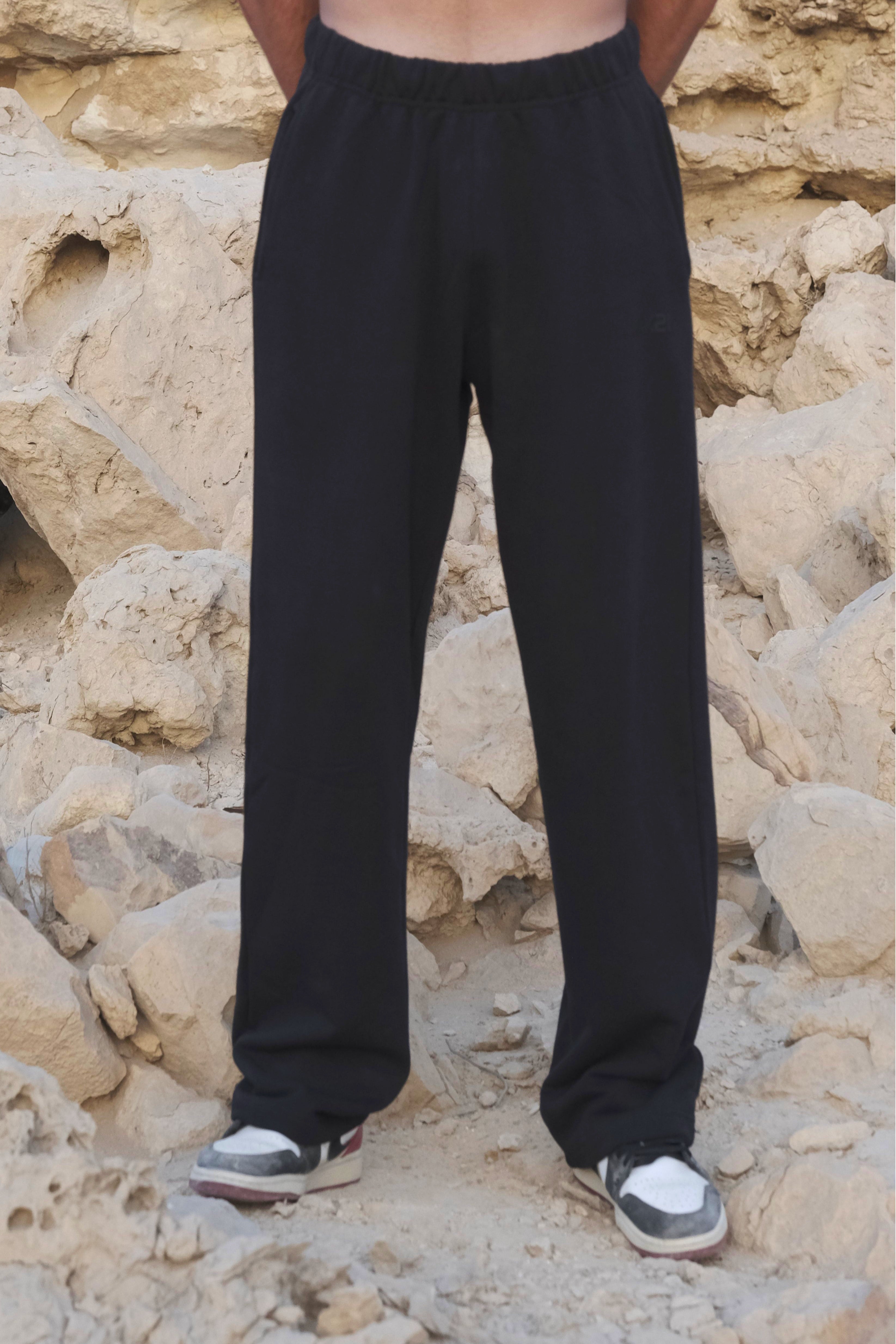 Unisex Black Relaxed Fit Sweatpants