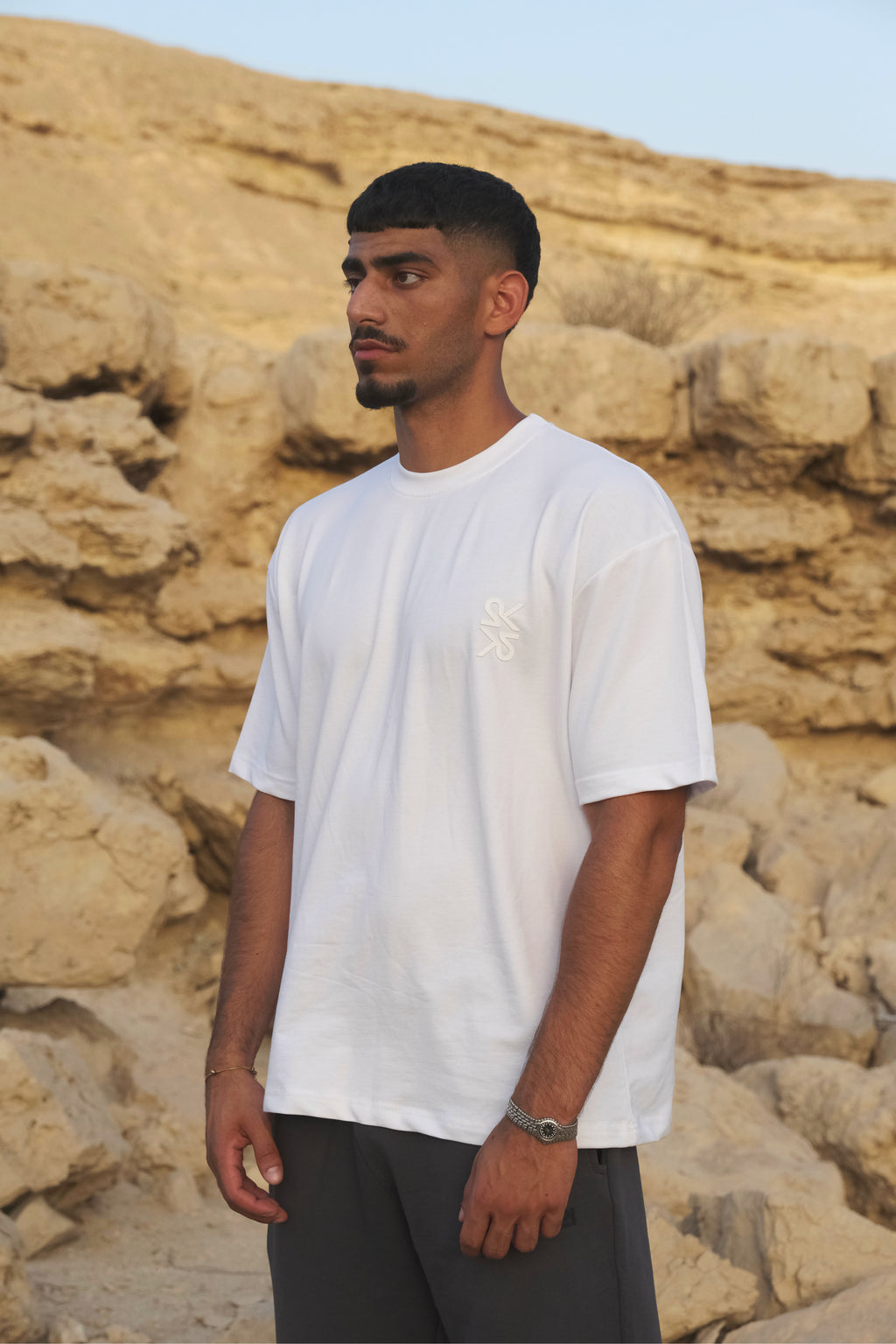 Unisex White Loose fit T-shirt