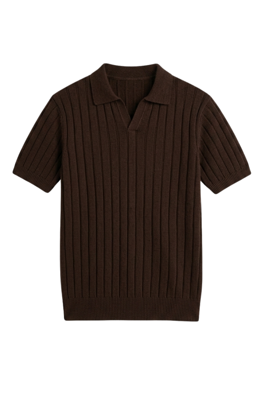 Knitted Brown Polo Shirt