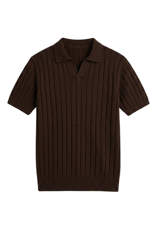 Knitted Brown Polo Shirt