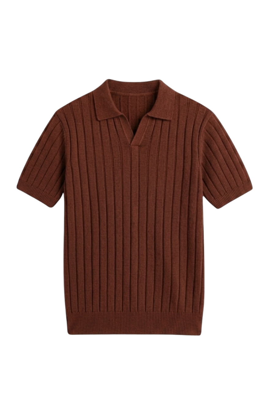 Knitted Light Brown Polo Shirt
